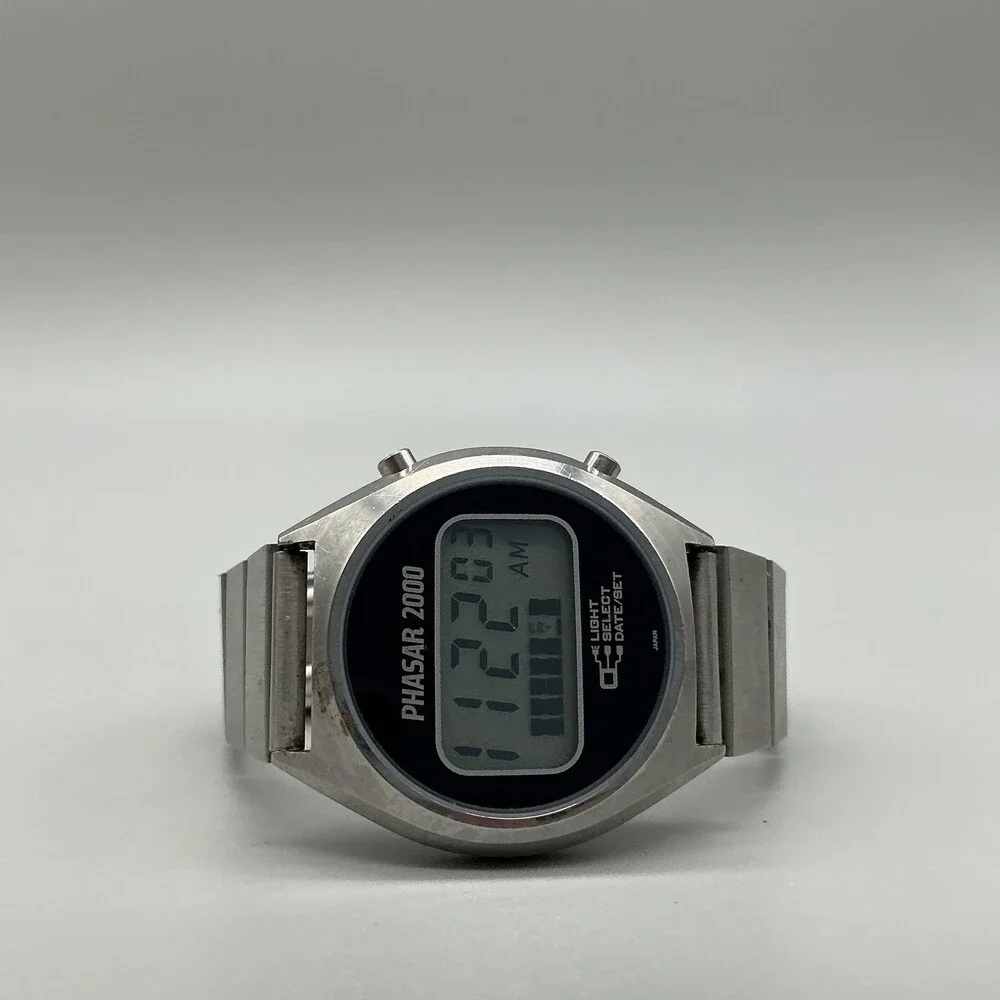 Vintage Sears Phasar 2000 Mens Watch 36mm Digital Stainless New Battery 6.25